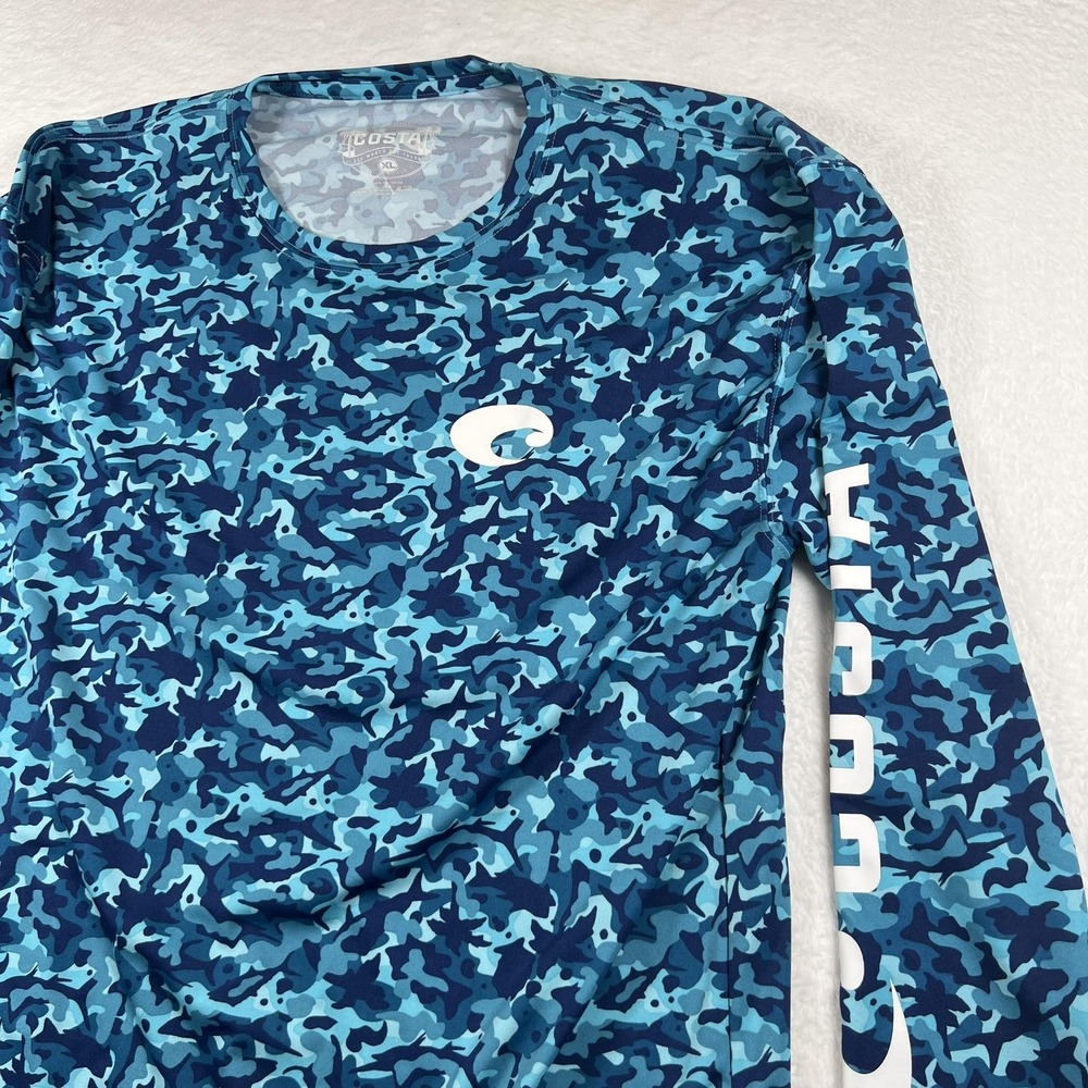 Costa Shirt Mens XL Blue Camo Long Sleeve Performance Fishing Tee Top